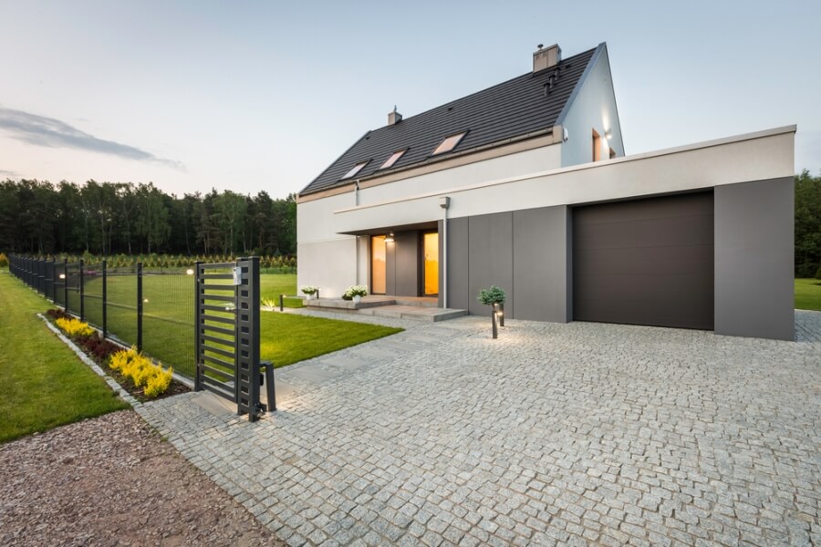 Stylish villa with stone driveway