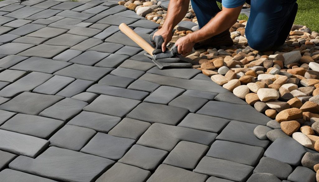 Interlocking stones on patio